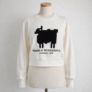 Warm & Wonderful London 1979 Black Sheep Cropped Sweatshirt White Womens Small